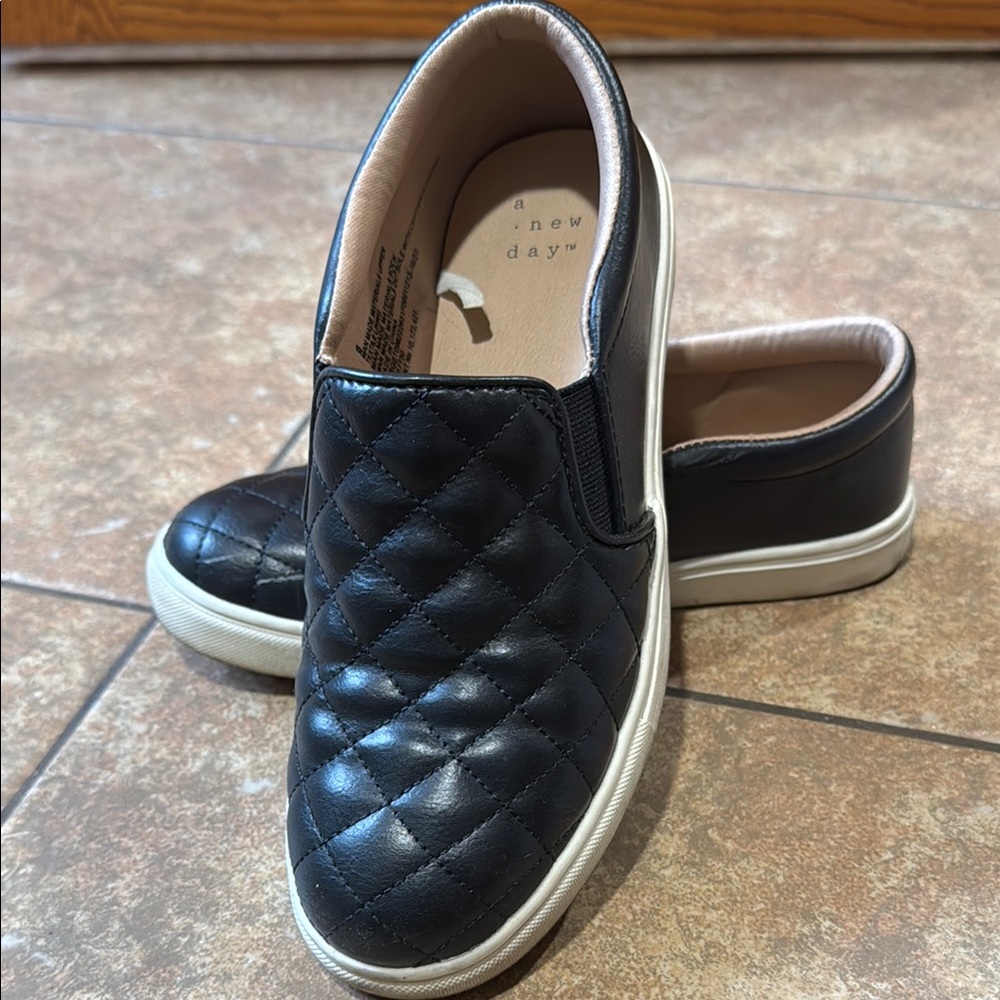 a new day Black Quilted Slip-On Shoes
